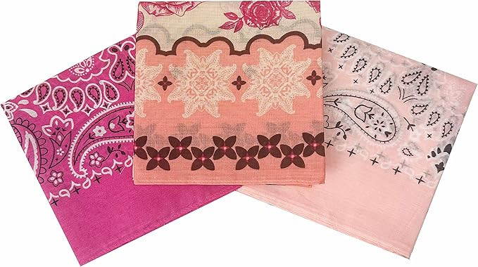 Bandanas for Women and Men，3 Pack Super Soft Thin 60s Preium Cotton 22 inch Handkerchiefs | Amazon (US)