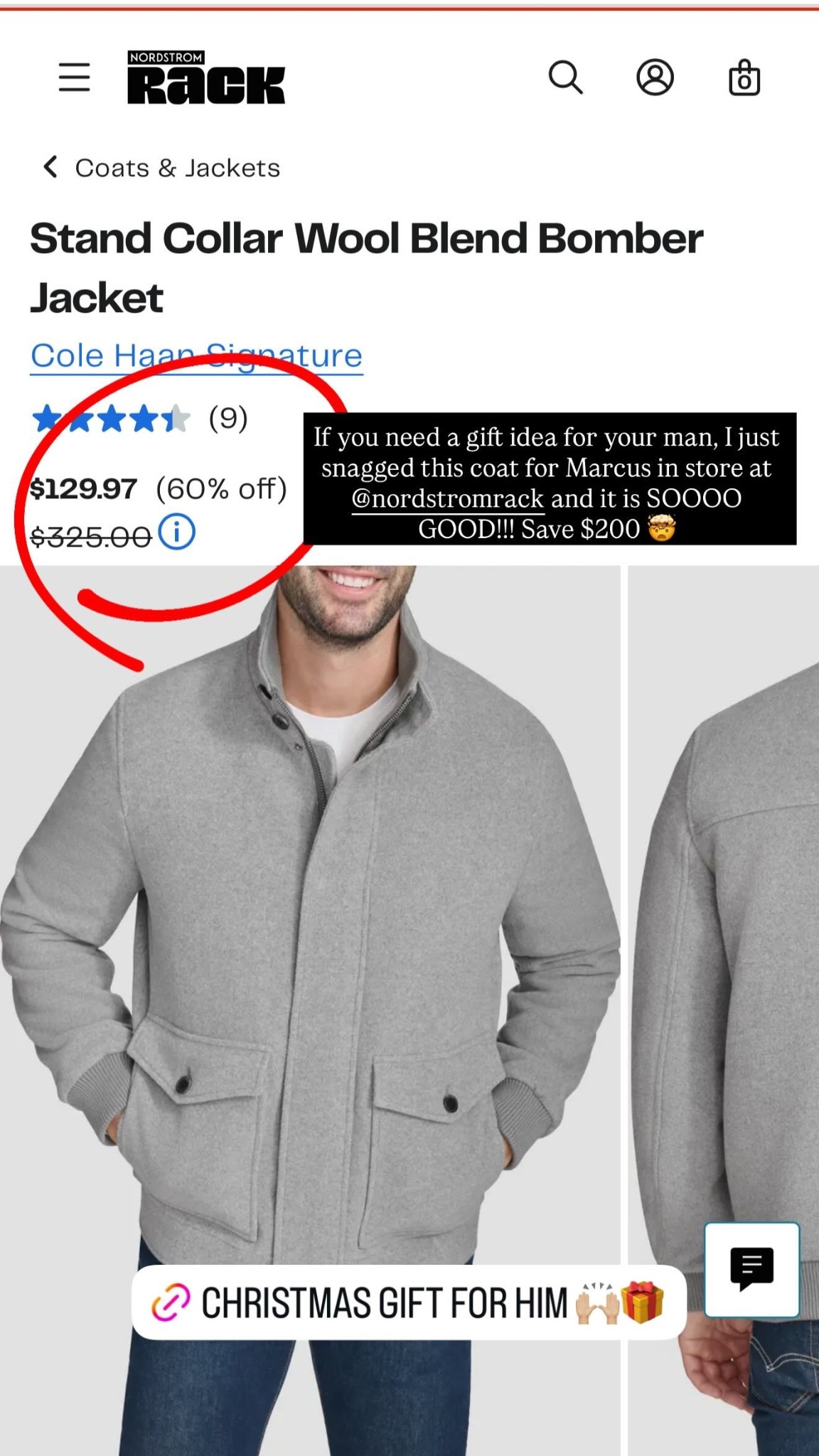 If you need a gift idea for your man, I just snagged this coat for Marcus in store at @nordstromrack and it is SOOOO GOOD!!! Save $200 🤯