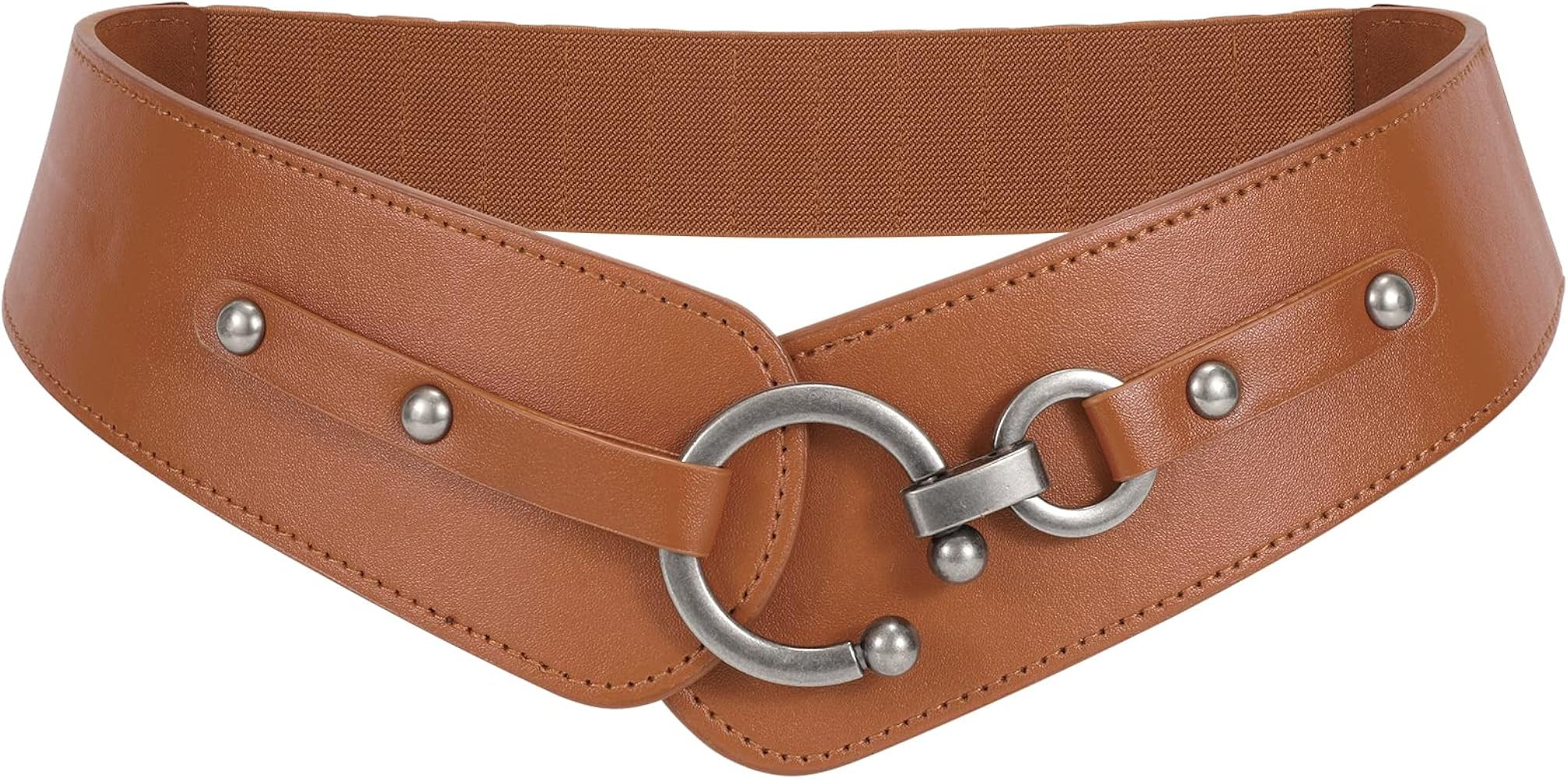 WERFORU Women Vintage Wide Elastic Thick Stretch Belt with Interlock Buckle for Dress | Amazon (US)