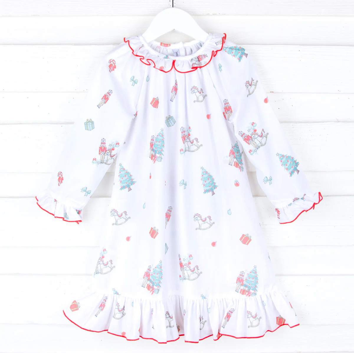 Nutcracker Print Long Sleeve Nightgown | Classic Whimsy