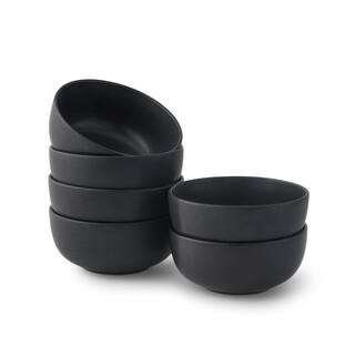 6-Pieces Stoneware Soup Bowl Set-Matte Black | The Home Depot