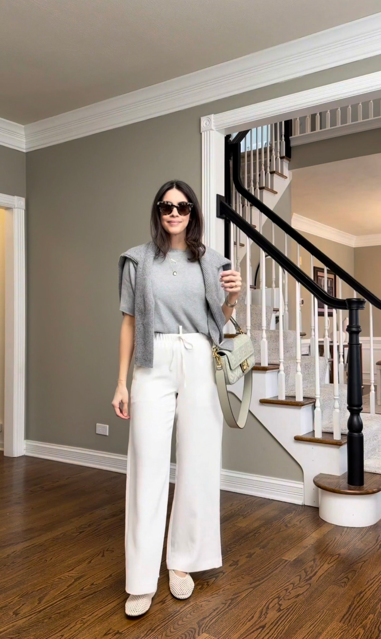 Styling the lodge pants from winter to spring. I'm wearing size Small/Regular, top size Small, Sweater size Medium, loafers TTS, Bag is from Vivrelle - Use code MARIANA for one month free!

#LTKSaleAlert #LTKgrwm #LTKSeasonal