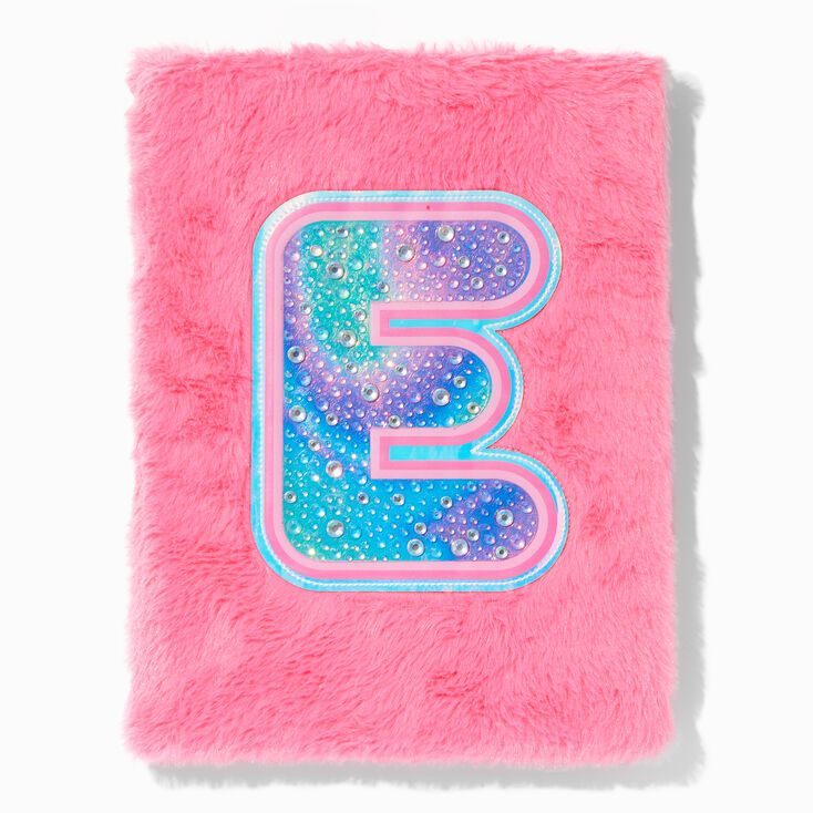 Bejeweled Initial Fuzzy Sketchbook - E | Claire's (US)