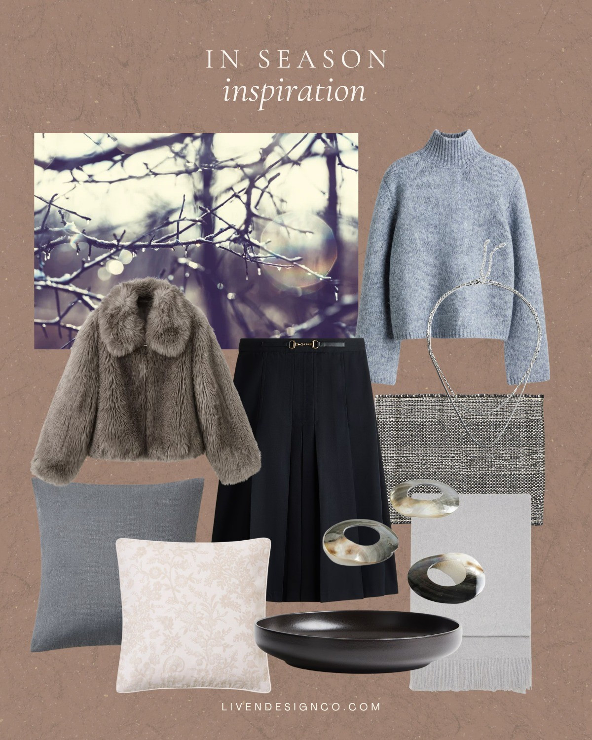 Home decor. Winter style. Faux fur jacket. Wool skirt. Table linens. Turtleneck sweater. Throw pillows. Living room. Napkin rings. Placemats. Fringe scarf. 

#LTKSeasonal #LTKHome #LTKSaleAlert