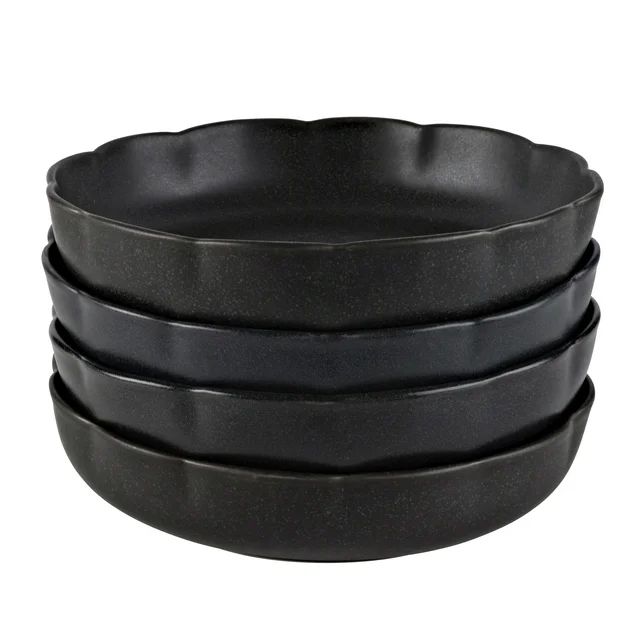 Beautiful Scallop Set of 4 Stoneware Pasta Bowl Black by Drew Barrymore | Walmart (US)