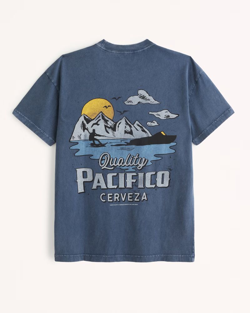 Abercrombie & Fitch Men's Pacifico Graphic Tee in Blue Pacifico Graphic - Size M | Abercrombie & Fitch (US)