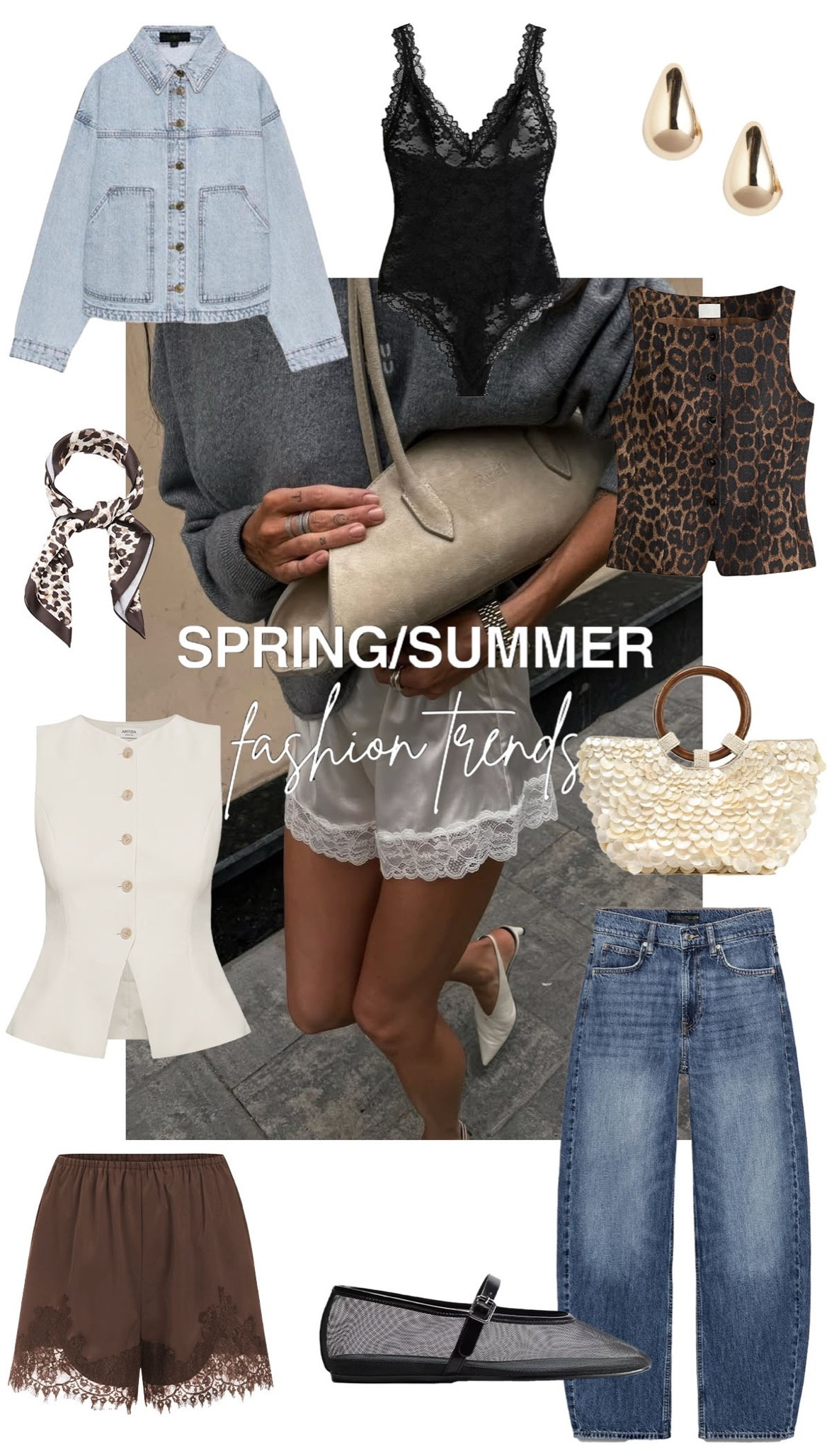 SPRING /SUMMER fashion trends 🙌🏼

#spring #summer #styling #fashiontrends 
Lace, pearls, barrel jeans, waistcoat, leopard print, Mary Jane ballet flats

#LTKspring #LTKsummer #LTKstyletip