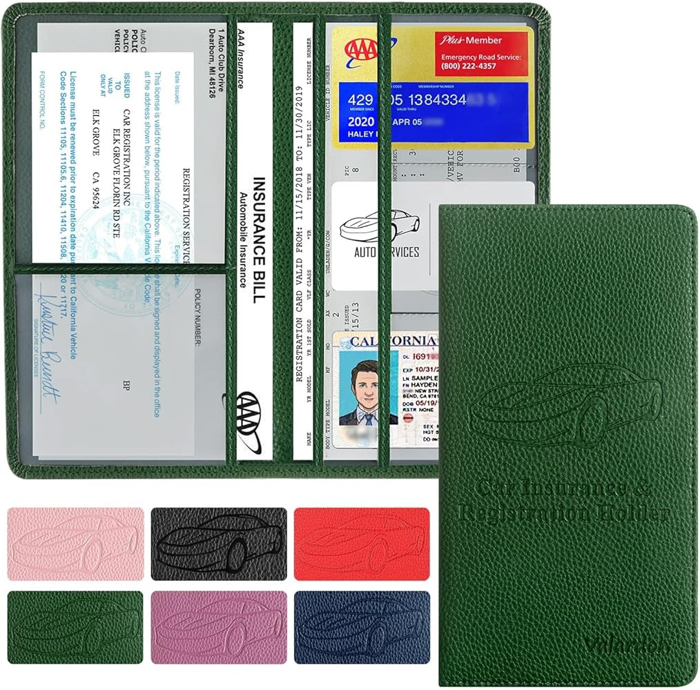 Valardoh Premium Car Registration and Insurance Card Holder, Car Document Holder for Cards, Drive... | Amazon (US)