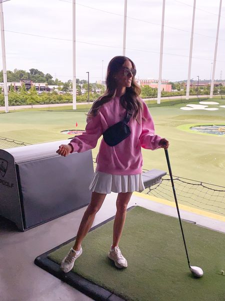 Top Golf Outfit | Summer Outfit | Activewear | Wearing a medium sweatshirt (fits oversized) and small tennis dress 

#LTKunder50 #LTKunder100 #LTKfit