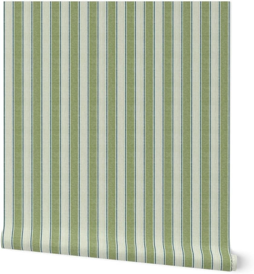 Spoonflower Ticking Striped Peel and Stick Removable Wallpaper | Amazon (US)