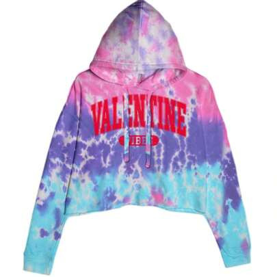 Valentines Vibes Cropped Hoodie Sweatshirt | SHEIN