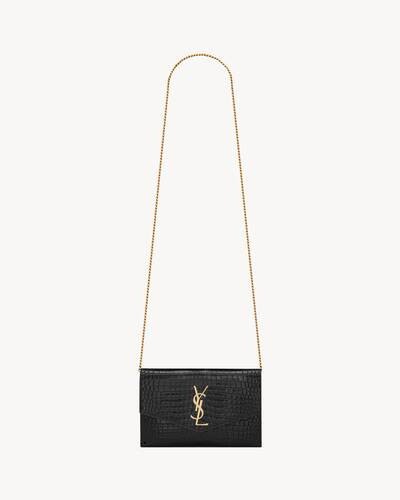 uptown chain wallet in crocodile-embossed shiny leather | Saint Laurent Inc. (Global)