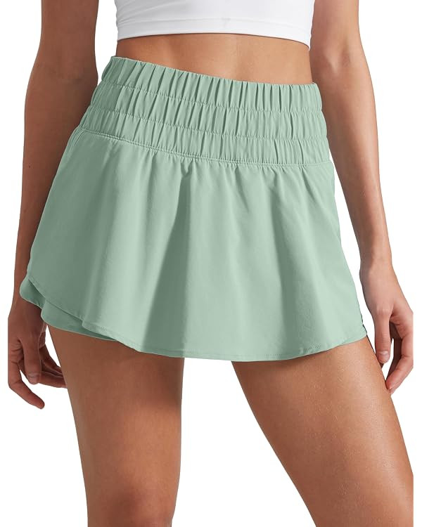 CRZ YOGA Ruffle Skirt Overlay Athletic Shorts | Amazon (US)