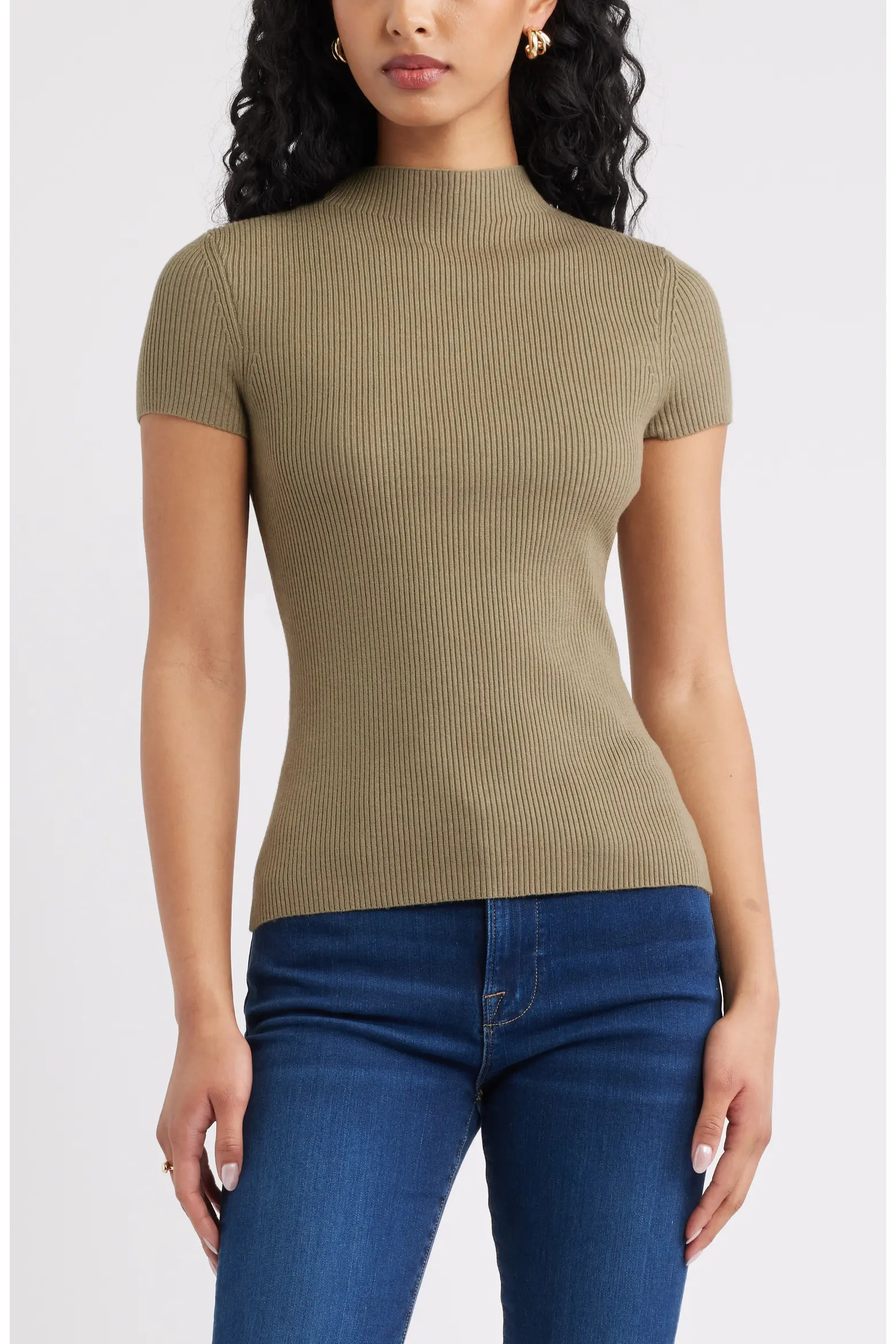 Rib Knit Mock Neck Sweater (Women) | Nordstrom | Nordstrom