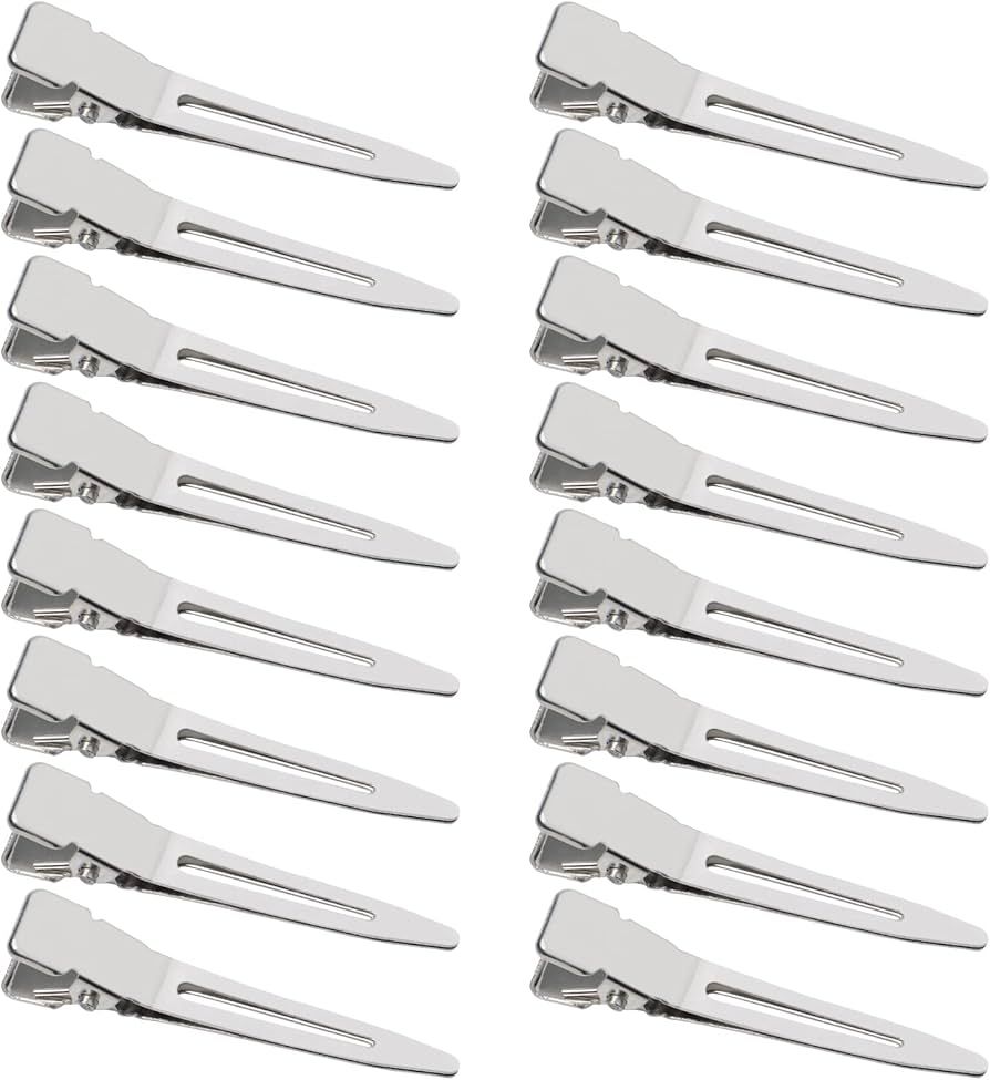 100 Pack 1.77 Inches Single Prong Pin Curl Duckbill Clips,Silver Setting Section Hair Clips Metal... | Amazon (US)