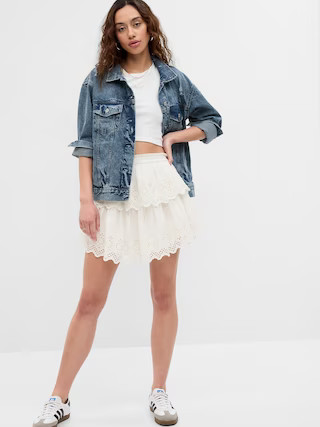 PROJECT GAP 100% Organic Cotton Ruffle Eyelet Mini Skirt | Gap (US)