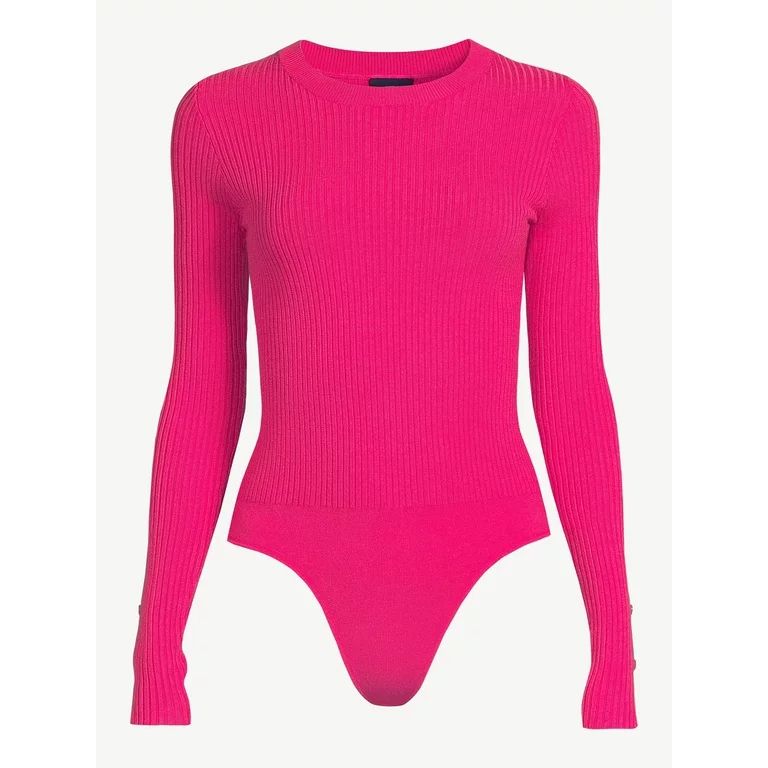 Scoop Women's Ribbed Knit Sweater Bodysuit with Long Sleeves, Sizes XS-XXL - Walmart.com | Walmart (US)