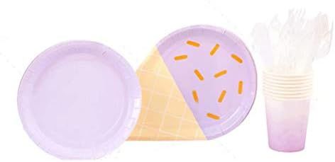 Ipalmay 40 Piece Ice Cream Theme Party Supplies Set Disposable Tableware Kit Including Plates, Cu... | Amazon (US)
