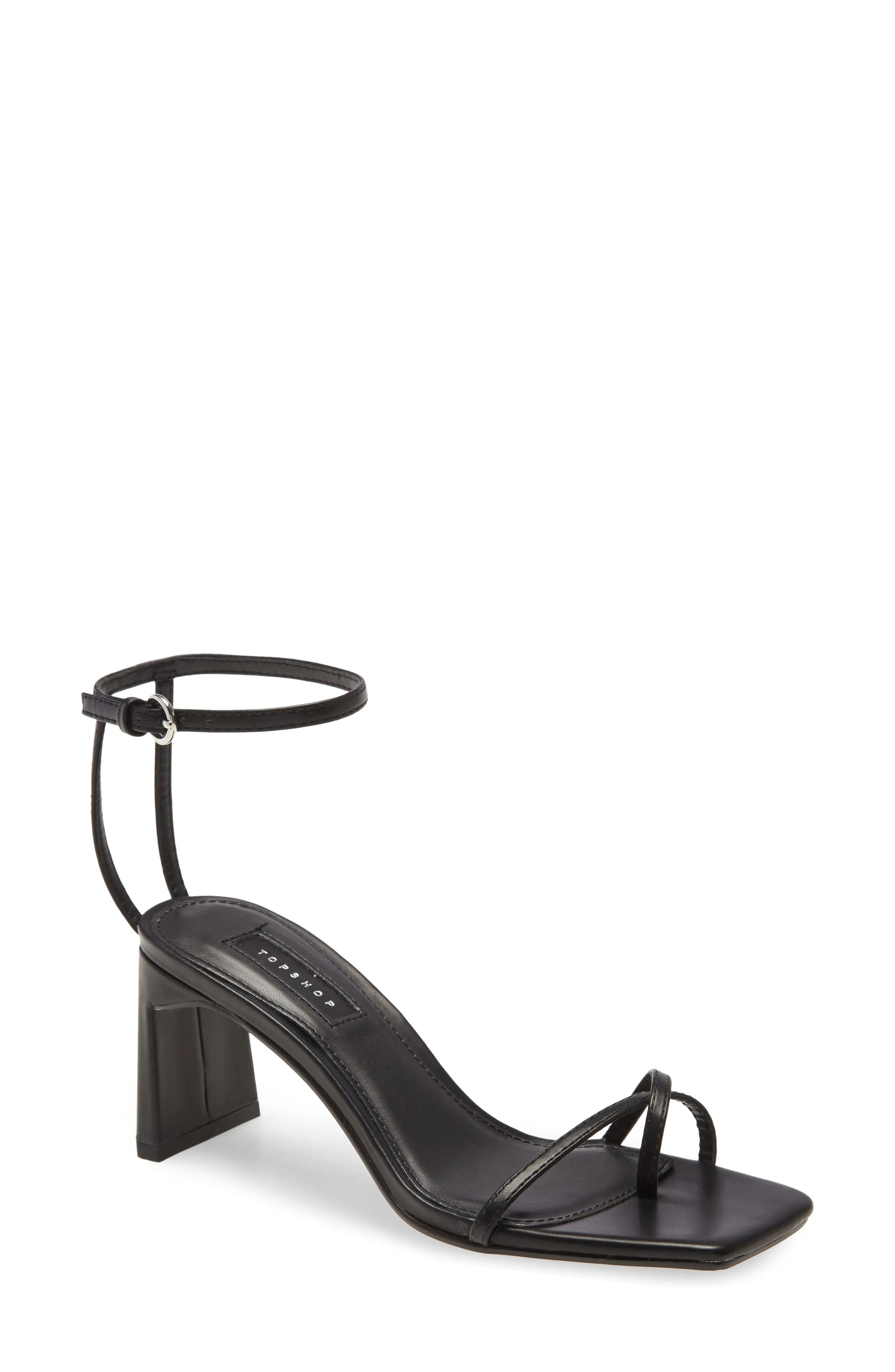 Women's Topshop Nature Strappy Block Heel Sandal, Size 7.5US - Black | Nordstrom