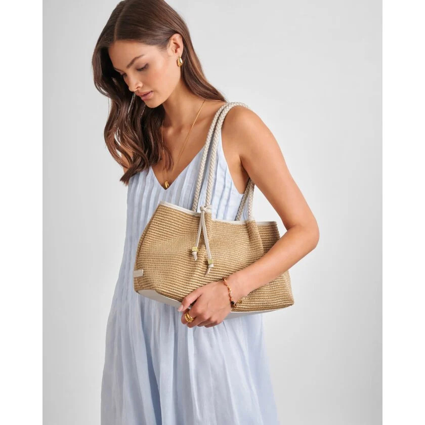 Nova Raffia Small Shoulder Tote in Oyster | Katie Loxton Ltd. (UK)