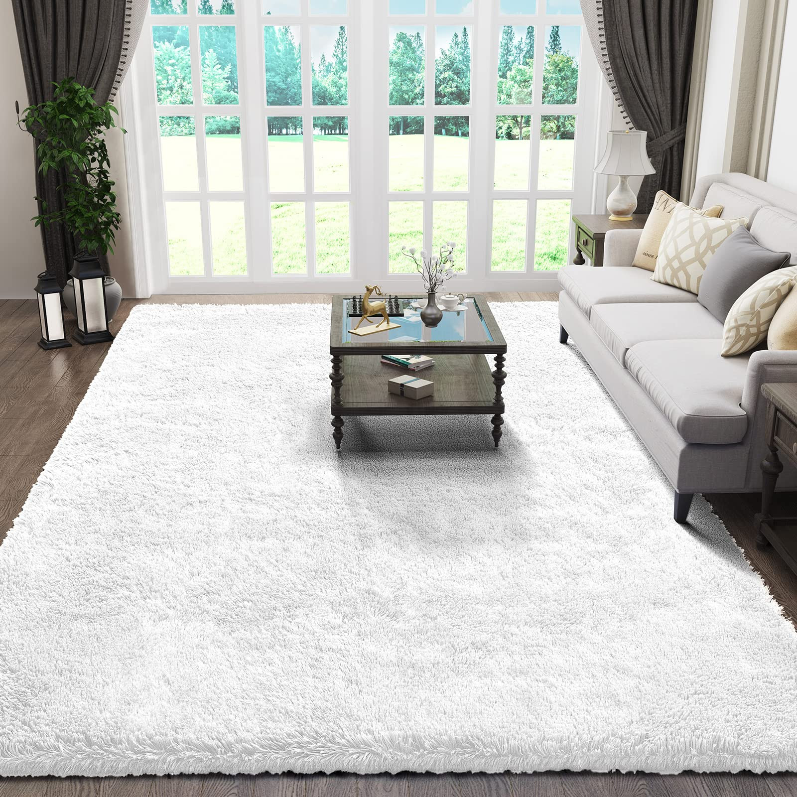 Ophanie 6x9 White Rugs for Living Room, Large Fluffy Shag Fuzzy Plush Soft Living Room Area Rugs,... | Amazon (US)