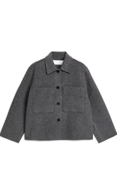 Double-Face Wool Overshirt - Grey - Ladies | H&M GB | H&M (UK, MY, IN, SG, PH, TW, HK)
