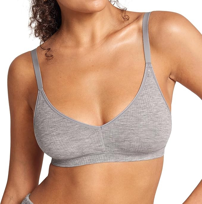 Women's Natrelax No Underwire Comfort Bralette Ribbed Wireless Bra Sleep Unlined V Neck Bras Soft... | Amazon (US)