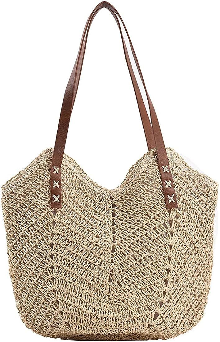 JQWSVE Straw Bag Summer Beach Bags for Women Straw Purses Large Woven Tote Bag Boho Crochet Beach... | Amazon (US)