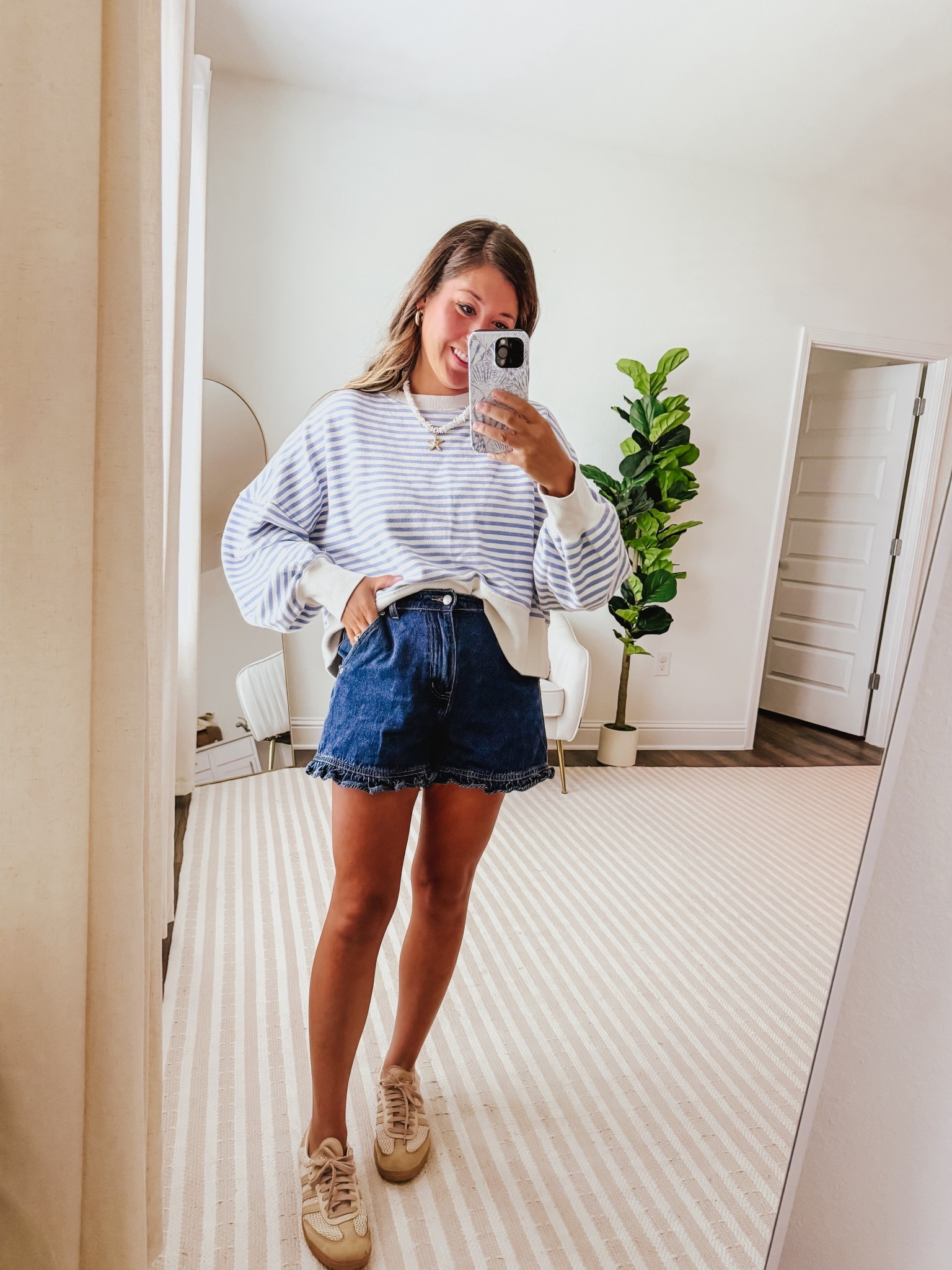 Easy summer outfit, rainy day outfit, denim shorts, aerie sale 

Wearing medium in sweatshirt and 8 in shorts code LTKAERIE20 to shop aerie sale 

#LTKxAerie #LTKootd