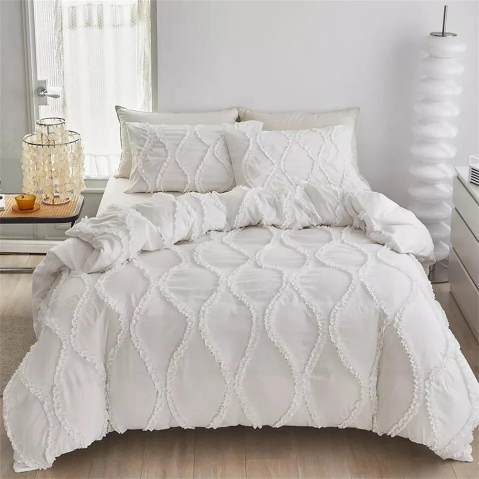 Bohemian White 3D Squiggly Pattern Twin Full Queen King Duvet Cover Set  | eBay | eBay US