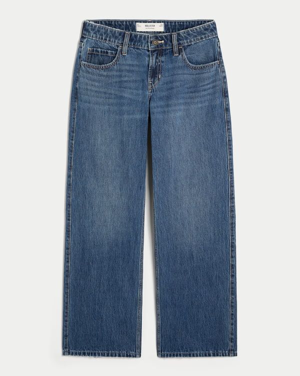 Low-Rise Dark Wash Baggy Jeans | Hollister (US)