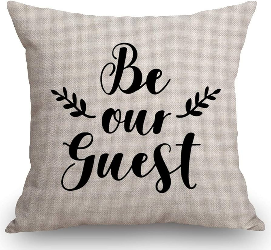 SSOIU Be Our Guest Pillow Cover Farmhouse Decor - Linen Pillow Cover - Farmhouse Pillows - Rustic... | Amazon (US)