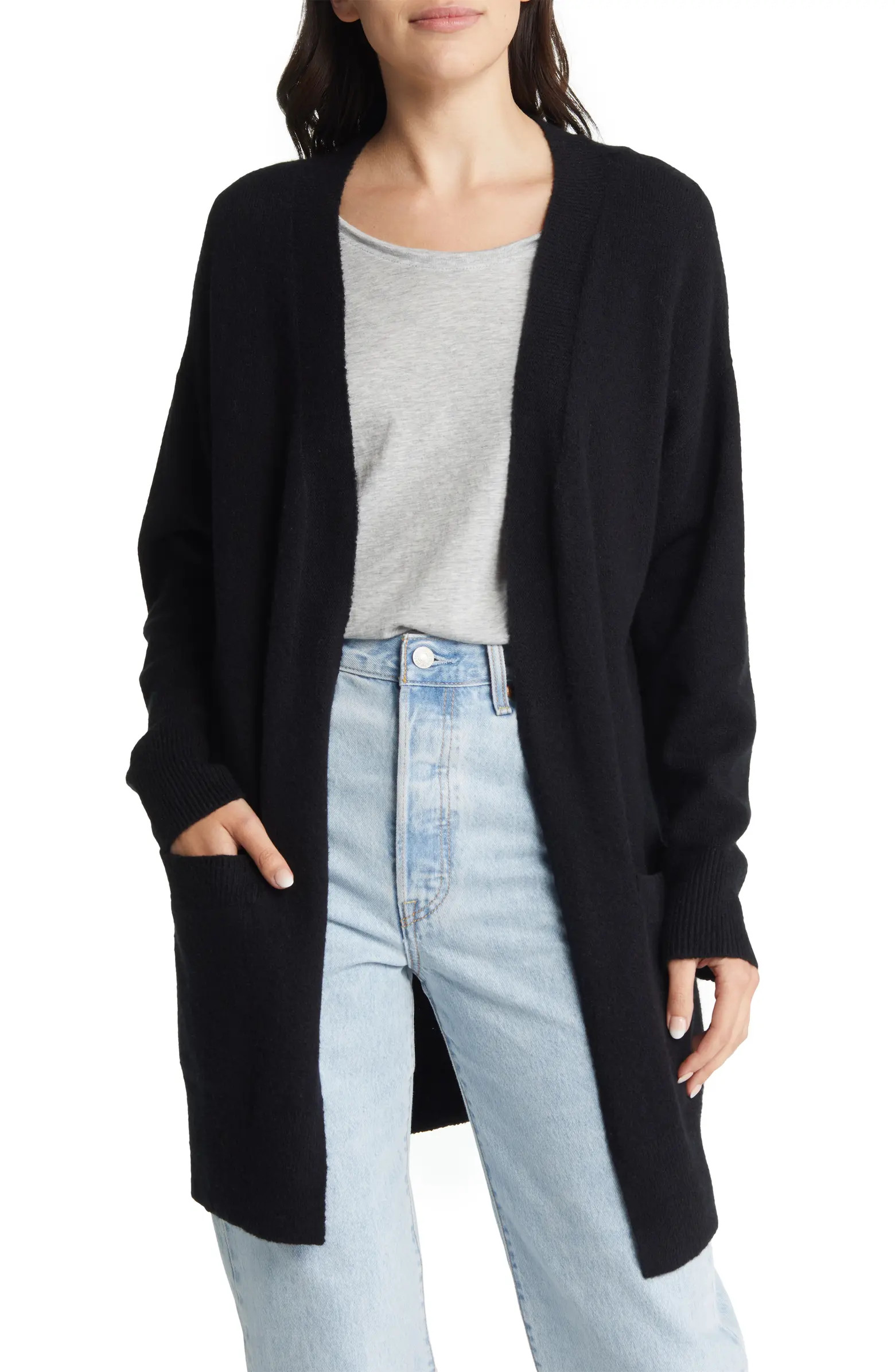 Open Front Cotton Blend Cardigan | Nordstrom