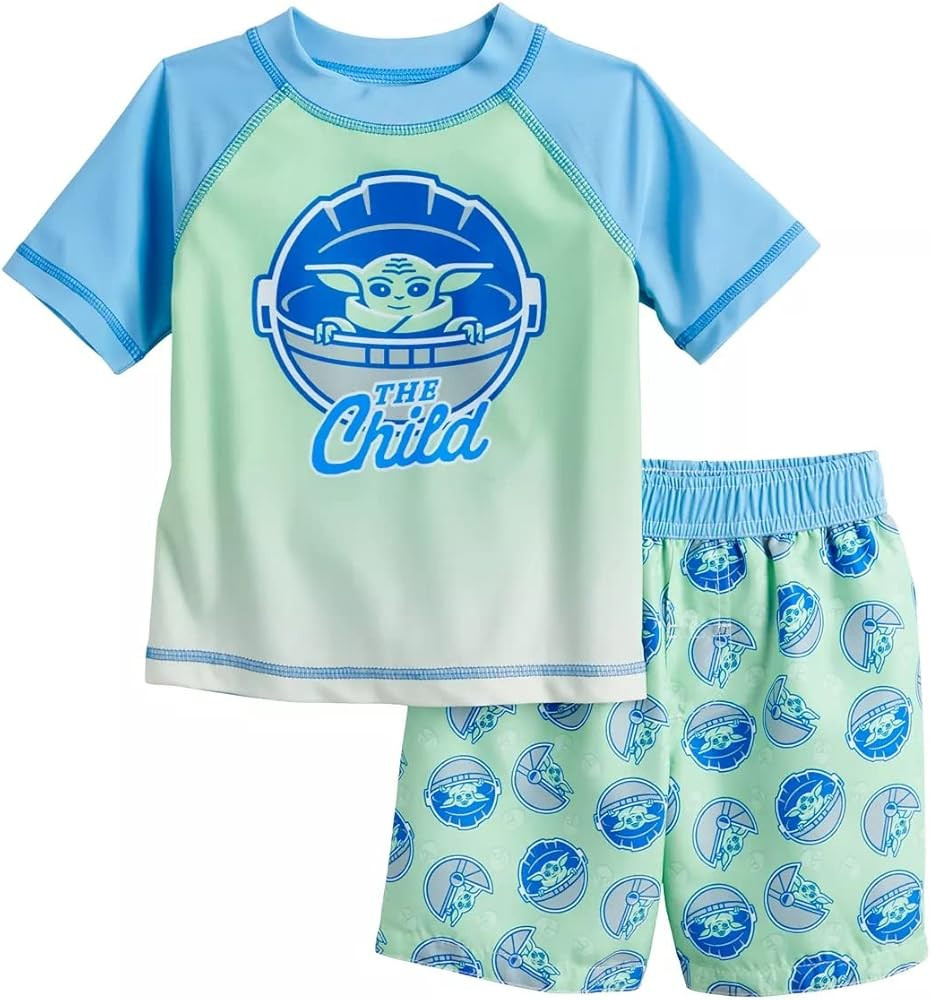 STAR WARS The Mandalorian The Child Baby Boys Short Sleeve Rash Guard Set | Amazon (US)