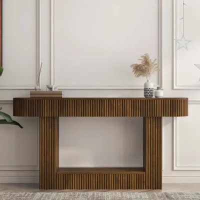 Console table, wooden rectangular sofa table behind the sofa, farmhouse entryway table, corridor, living room.Narrow Hallway AccentTable for Living Ro | Wayfair North America