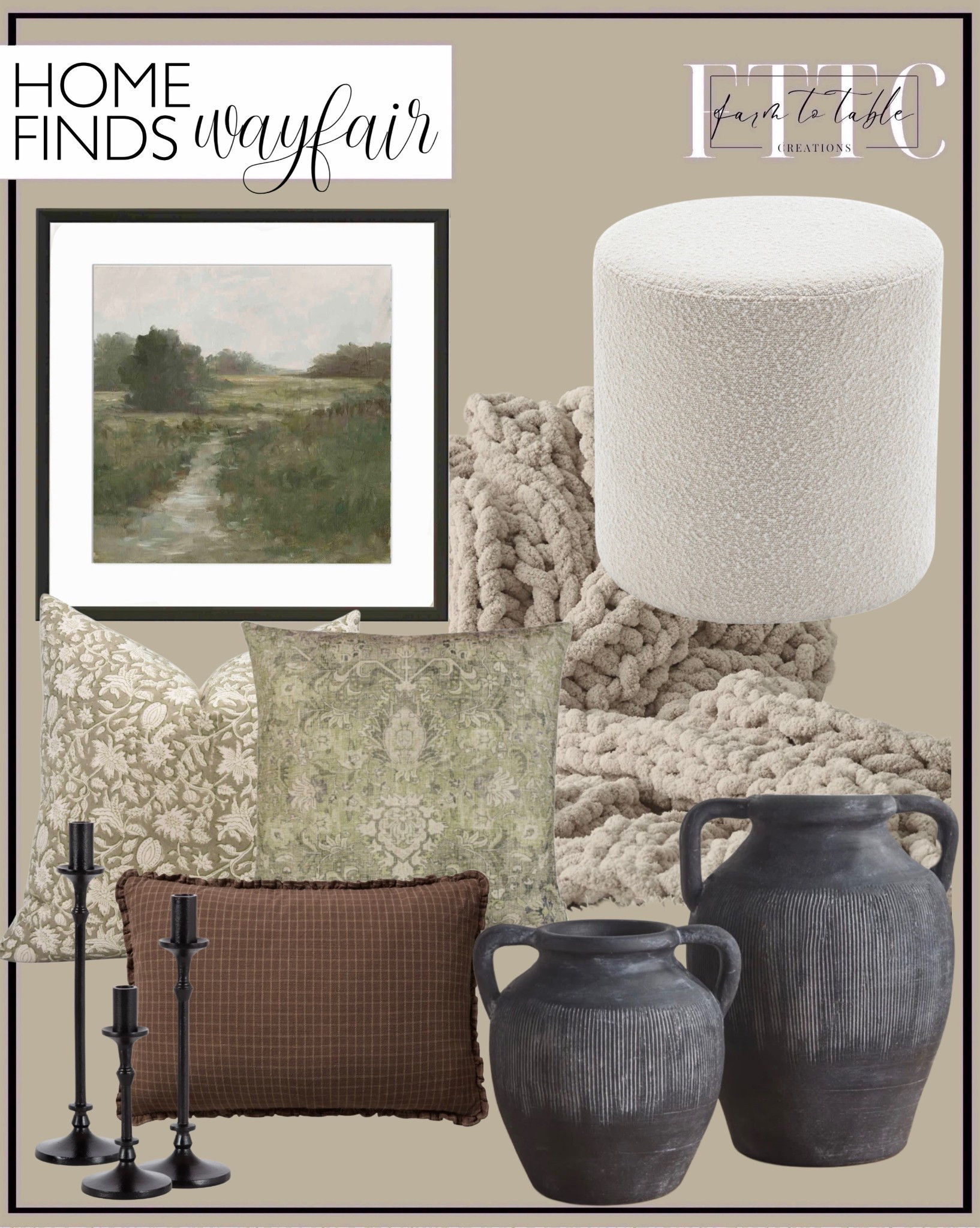 Wayfair Home Finds | Neutral Living Room Decor & Cozy Textures
Follow @farmtotablecreations on Instagram for daily home finds & styling inspiration.

Soft neutrals, cozy textures, and timeless pieces that layer beautifully into a warm, lived-in space 🤍 These Wayfair finds are perfect for creating that relaxed, modern-organic look — from the textured pouf and chunky knit throw to the earthy pottery and neutral pillows. I love how these pieces mix subtle pattern with grounding tones for an effortlessly styled room that still feels inviting and calm.

#wayfair #homefinds #livingroomdecor #neutraldecor #pillows #throwblanket #accentdecor #ceramicvases #candles #modernorganic #warmneutrals #cozyhome #livingroominspo

#LTKFindsUnder50 #LTKHome #LTKSaleAlert