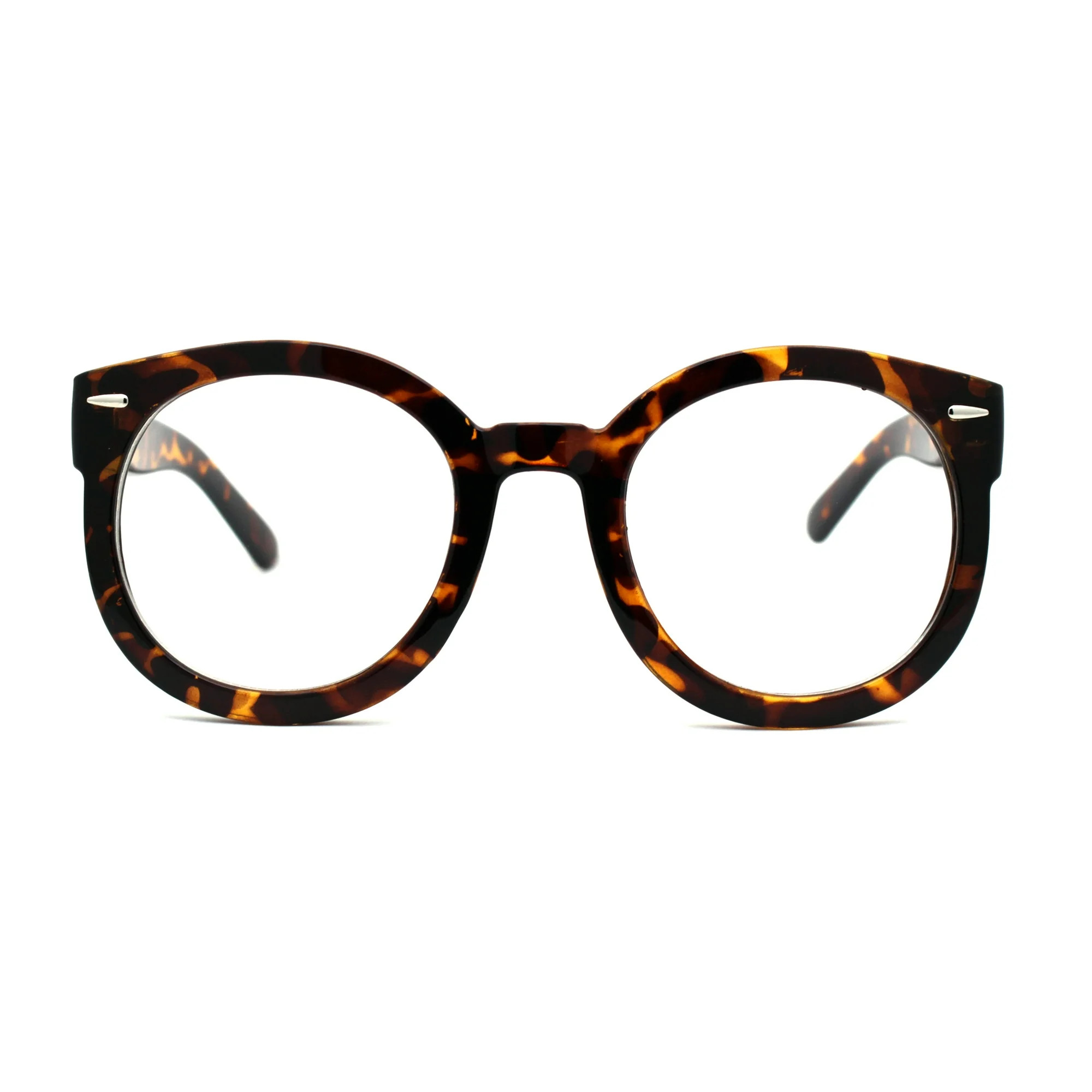 Oversized Round Thick Horn Rim Clear Lens Fashion Eye Glasses Tortoise - Walmart.com | Walmart (US)