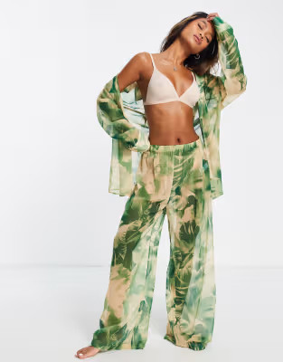 Topshop palm print chiffon pants in multi - part of a set | ASOS | ASOS (Global)
