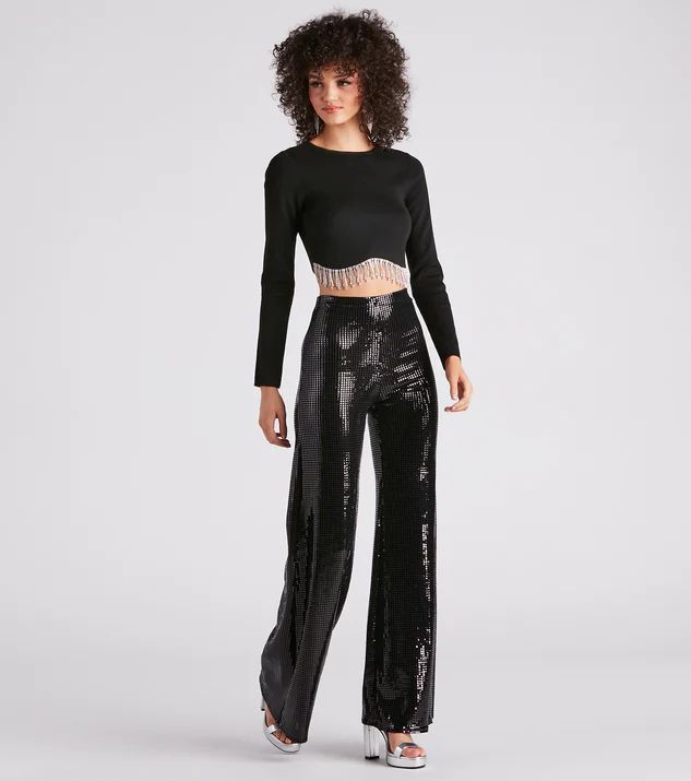 At Midnight Sequin Wide Leg Pants | Windsor Stores