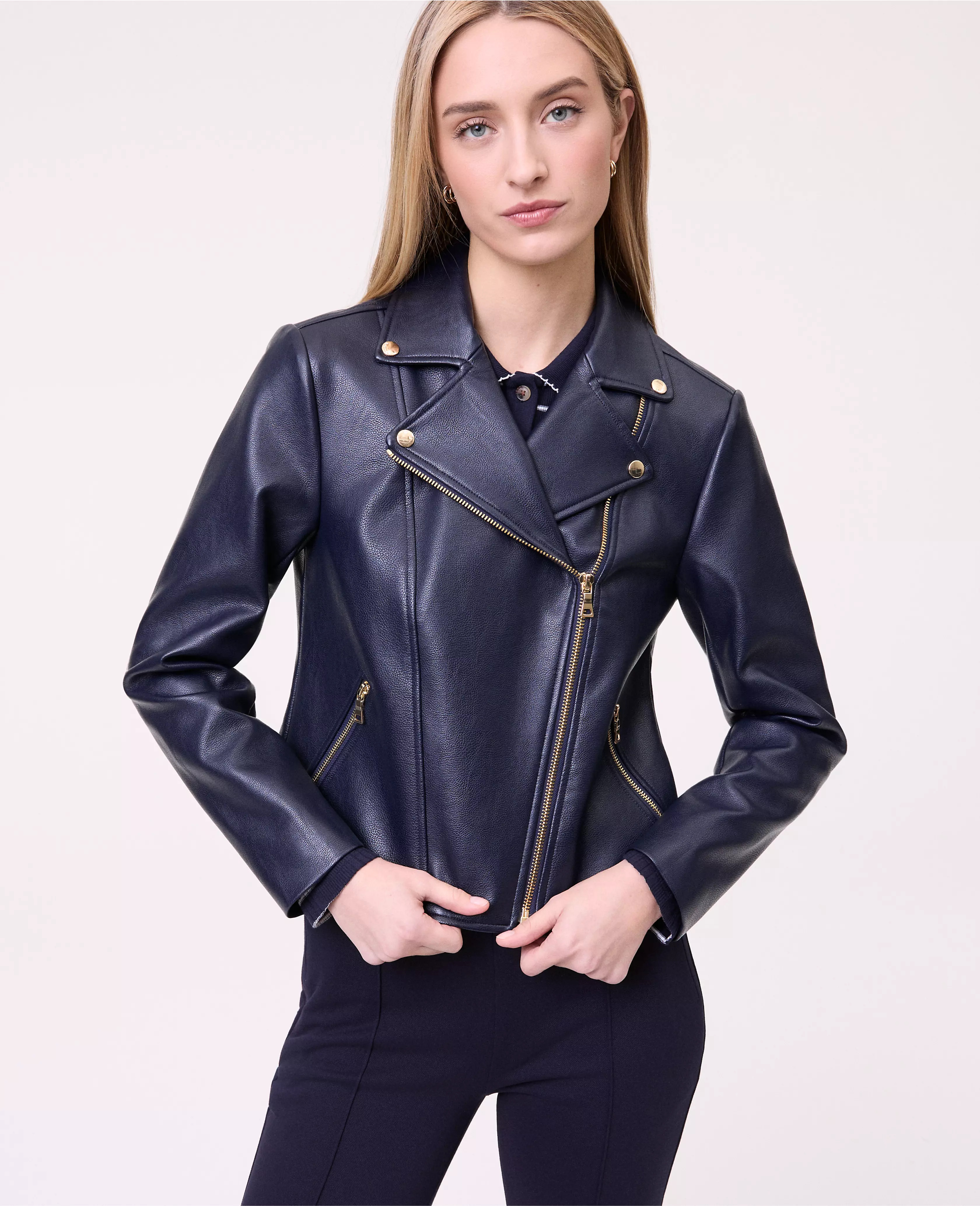 Weekend Collection Fitted Moto Jacket in Faux Leather | Ann Taylor
