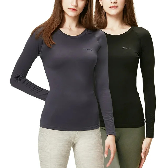 DEVOPS 2 Pack Women's Long sleeve compression Winter tops thermal undershirts for cold weather (M... | Walmart (US)