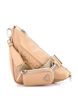 Pre-Owned PradaSmall Triangle Logo Zip Crossbody Bag Leather | Macy's