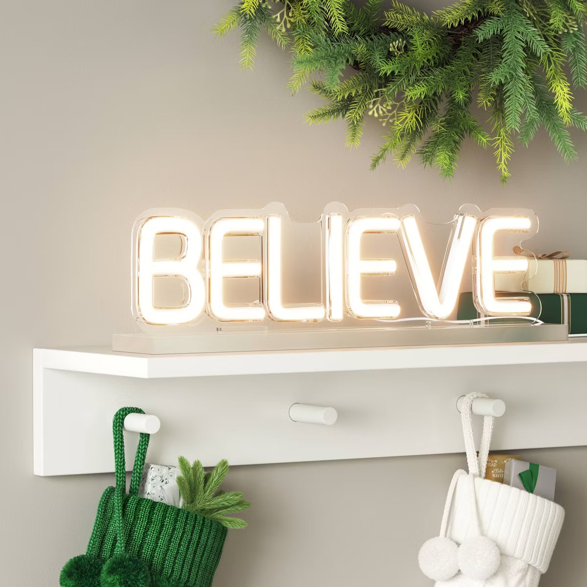 12.8"x3.75" Believe Neon Christmas Acrylic Stand USB Powered - Wondershop™ | Target