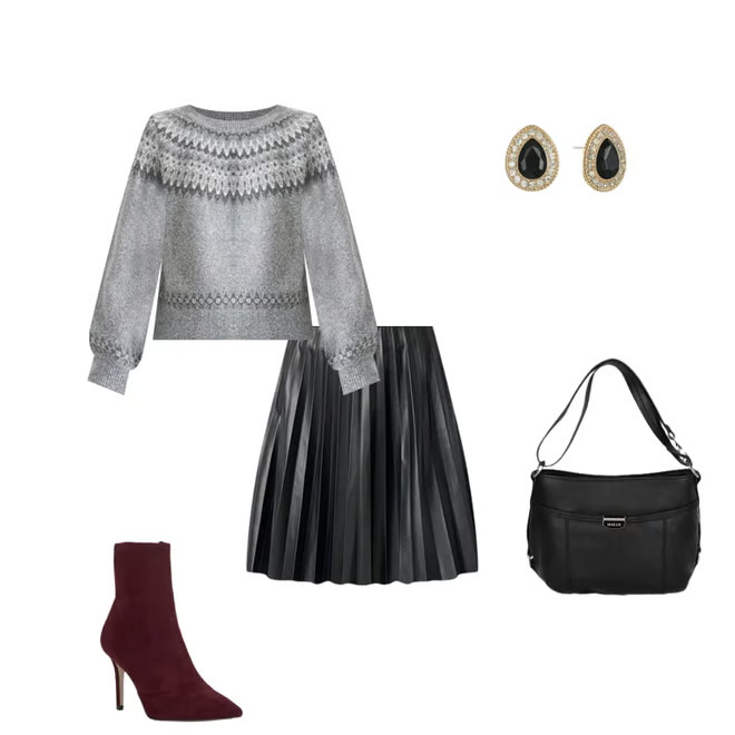 RM Rebecca Minkoff Womens Crew Neck Long Sleeve Pullover Sweater, Color: Grey Fairisle - JCPenney | JCPenney