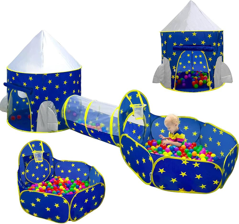 PigPigPen 3pc Kids Play Tent for Boys with Ball Pit, Crawl Tunnel, Princess Tents for Toddlers, B... | Amazon (US)