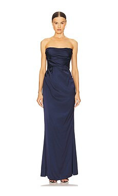 Nookie Emelie Strapless Gown in Navy from Revolve.com | Revolve Clothing (Global)