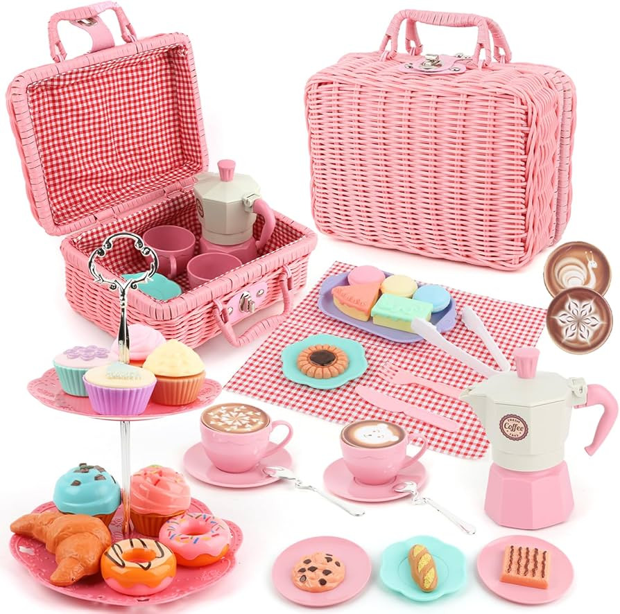 Afternoon Tea Toys Set Pretend Play Food Toys for Toddler Girls, Party Tea Playset Toy Gifts for ... | Amazon (US)