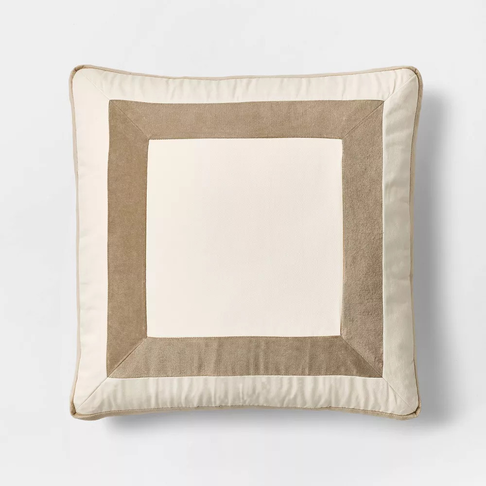 22" Velvet Border Pillow Taupe - Threshold designed with Studio McGee | eBay | eBay US