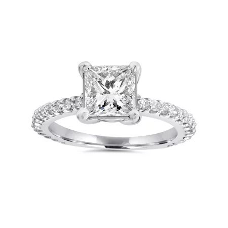 Princess Cut Diamond Engagement Ring 2.30Ct Big 14K White Gold Clarity Enhanced | Walmart (US)