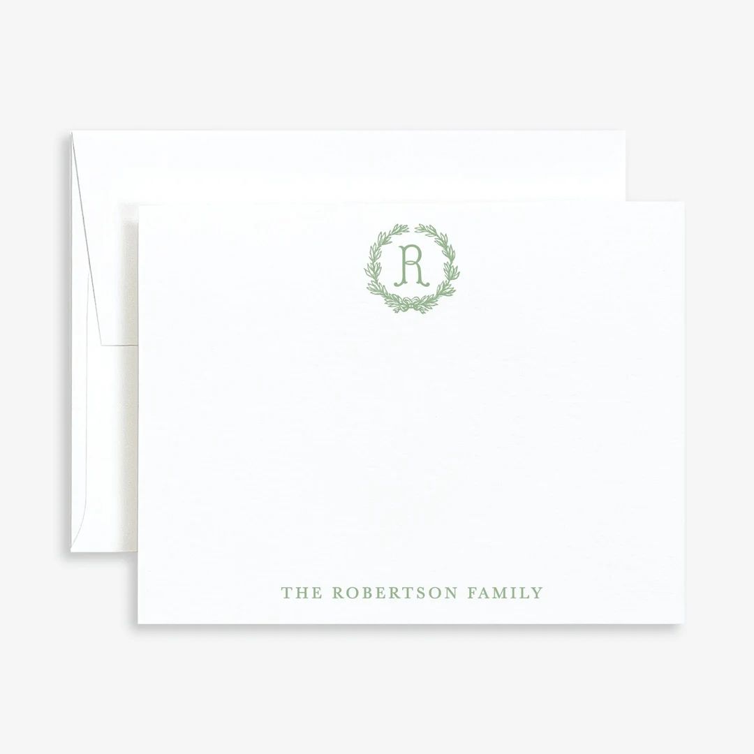 Personalized Monogram Stationery Laurel Monogram Wedding Note Cards Family Monogram Note Card Set... | Etsy (US)